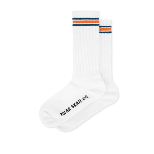 Polar - Rib Socks Long Stripe (White/Blue/Orange)